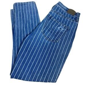 AMERICAN EAGLE OUTFITTERS Mom Jeans Striped Distressed Denim, Size 4